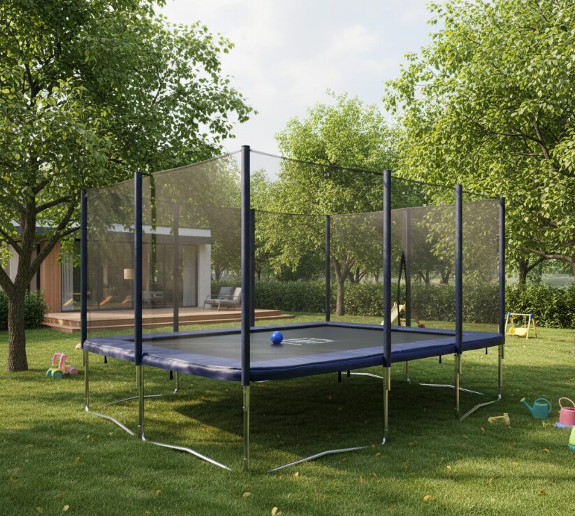 Rectangle Trampoline on the grass