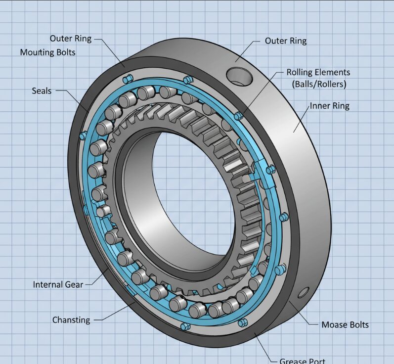 La estructura básica del rodamiento giratorio