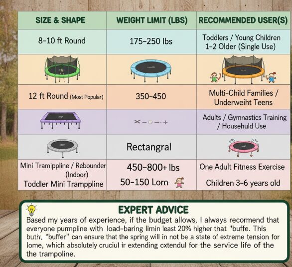 Trampoline weight limit diagram