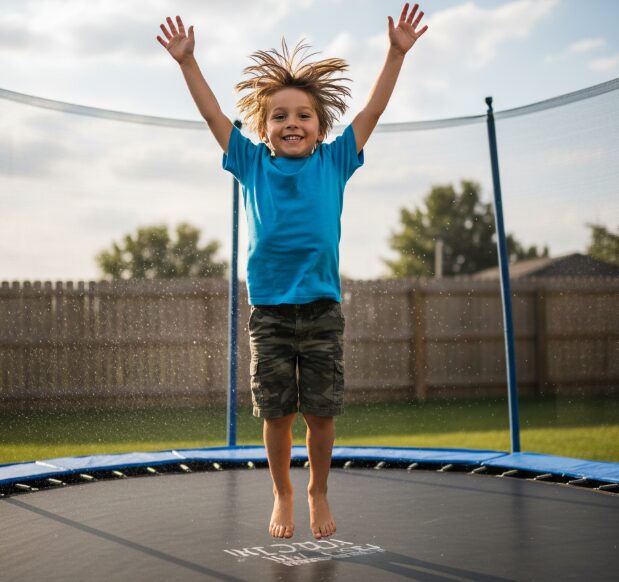 أطفال يلعبون على الترامبولين