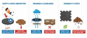 O que colocar debaixo do trampolim