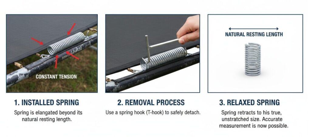 Шаги по измерению пружин батута