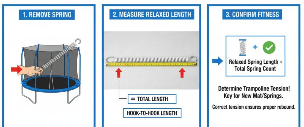 Métodos de medição de molas de trampolins.