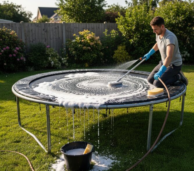 نظّفي الترامبولين بالصابون.