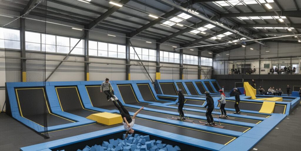 Trampolim interior Multidão aplicável