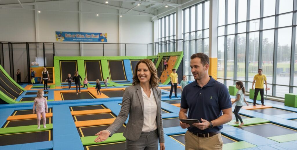 Trampolim interior Multidão aplicável