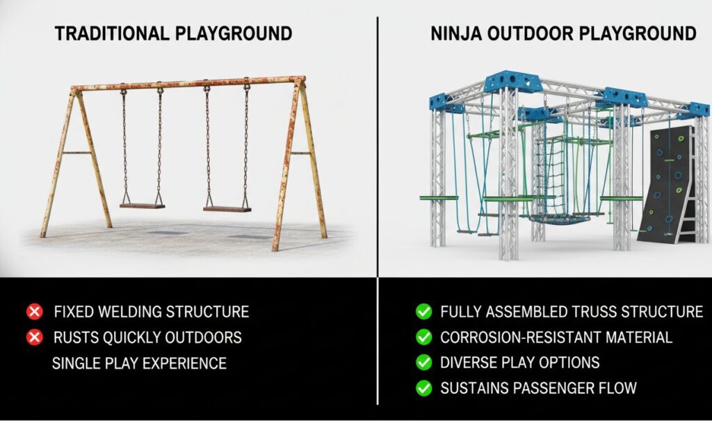 Pontos de comparação do parque infantil exterior Ninja