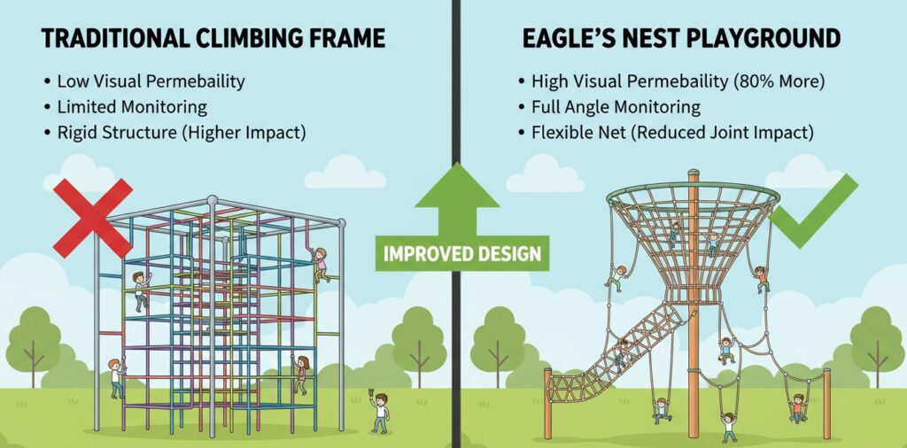 Pontos de comparação do equipamento do parque infantil Eagles Nest