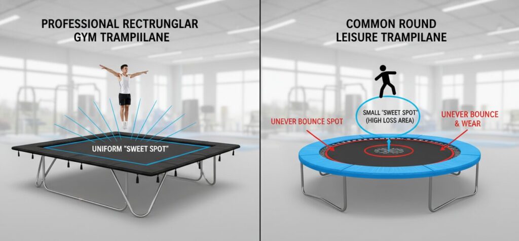 Trampoline Rectangulaire Gym point de contraste