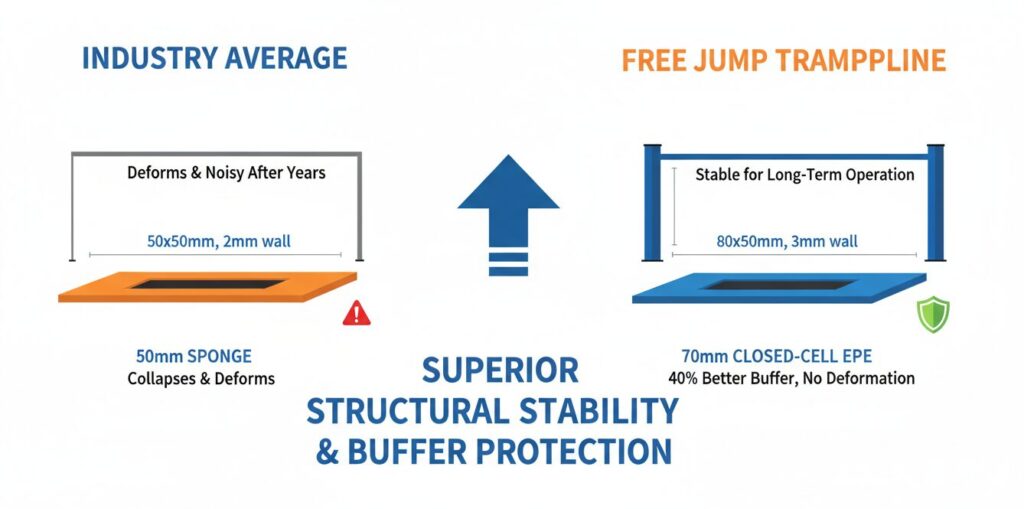 Pontos de comparação do trampolim Free Jump
