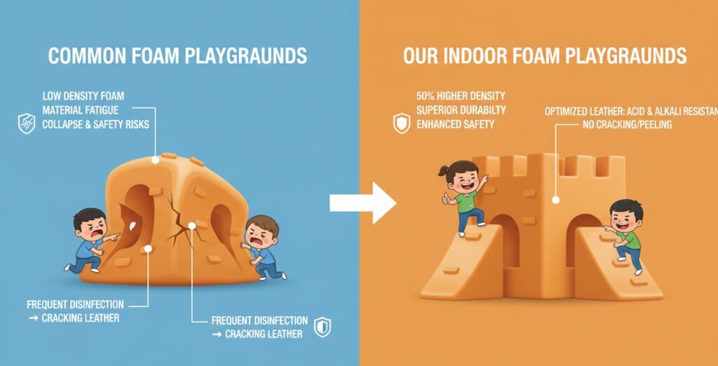 Pontos de comparação dos parques infantis interiores de espuma