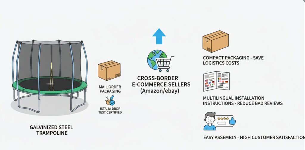 Trampoline en acier galvanisé Foule applicable aux vendeurs de commerce électronique transfrontaliers (Amazon/eBay)