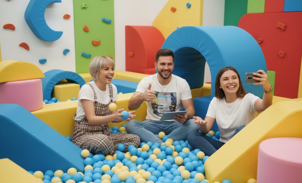 Parque infantil de espuma para interior Multidão aplicável