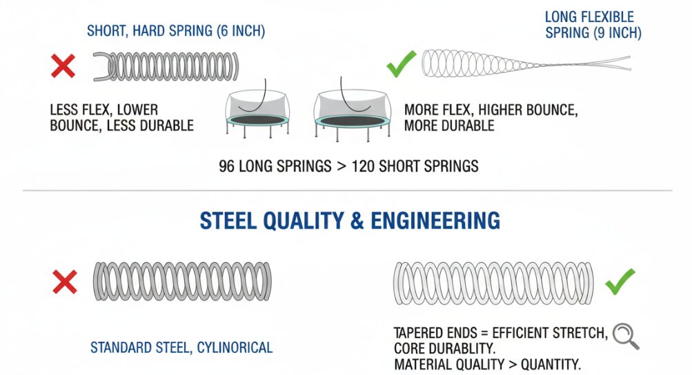 El grado de elasticidad y la selección del material de los muelles para camas elásticas.