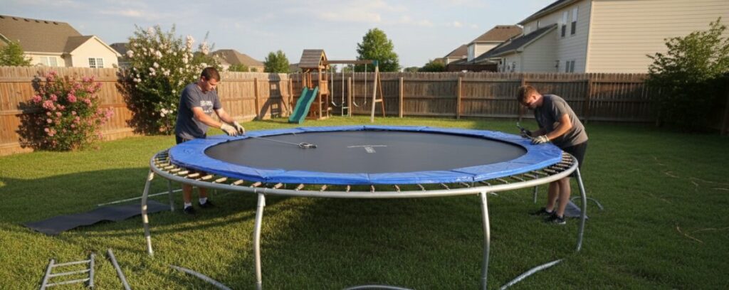 قم بتركيب الترامبولين.