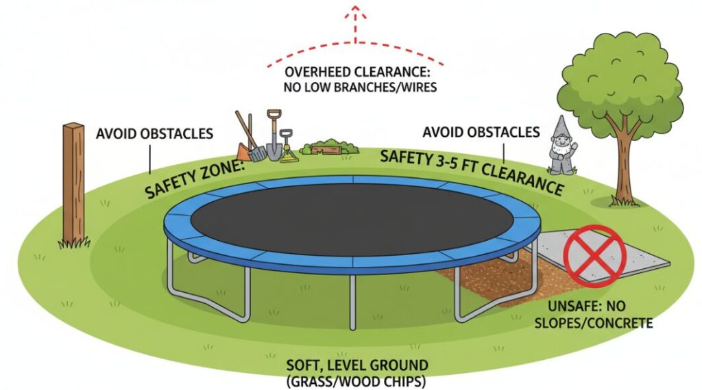 احتياطات وضع الترامبولين