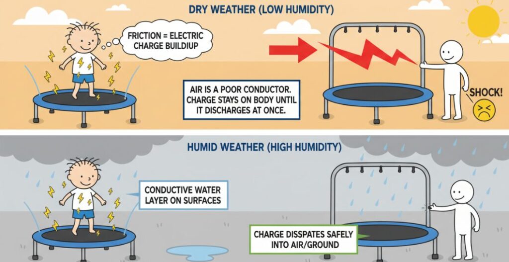 Pourquoi l'électricité statique est-elle plus visible sur un trampoline par temps sec ?
