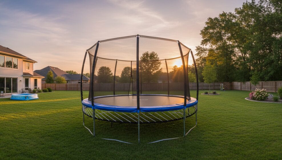 Vue panoramique d'un grand trampoline