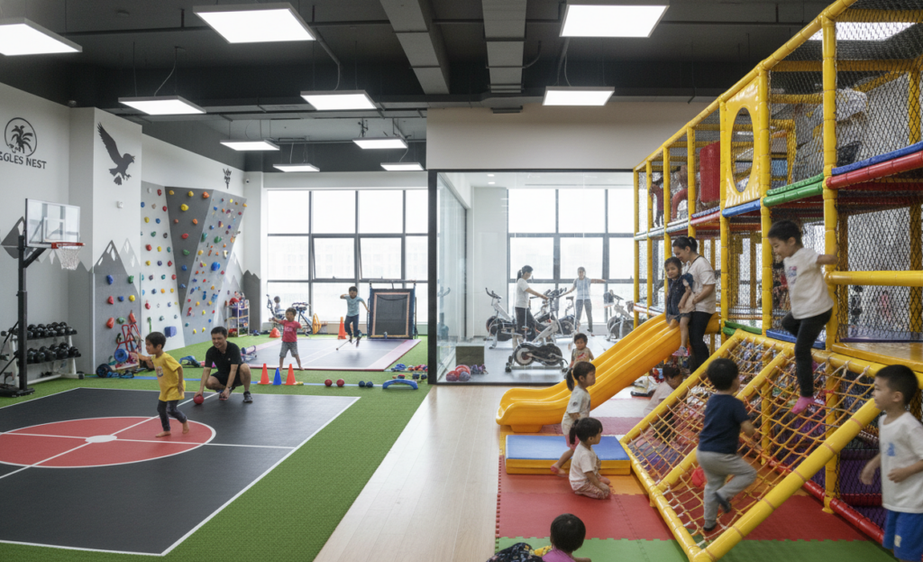 Nido de águilas parque infantil cubierto para personas