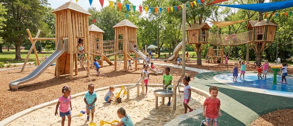 Un parque infantil exterior bien diseñado